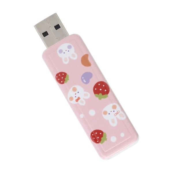 U Disk PushPull USB2.0 Minne Bil Flash Drive Datortillbehör Jordgubbskanin Mönster (128GB)