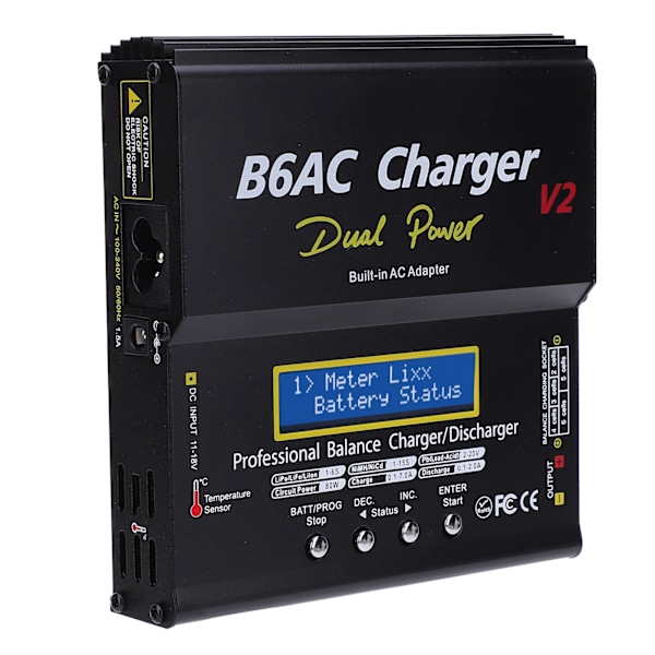 Balancerlader Udlader Intelligent aluminiumslegering med opladningskabel 80W 7A B6AC V2Sort EU-stik 220V