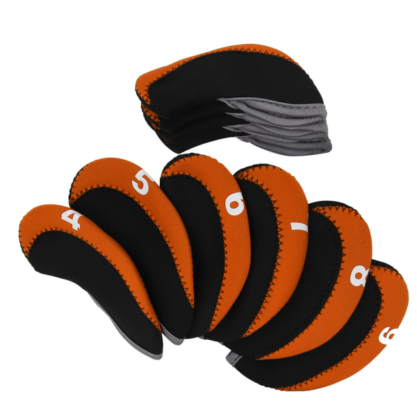 10 st/set Läder Golfklubba Iron Head Covers Golf Putter Club Head Protect Case SetOrange