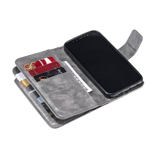 Kompatibel med iPhone 13 Praktisk Pung Etui med 12 Rum Array V4 Grå
