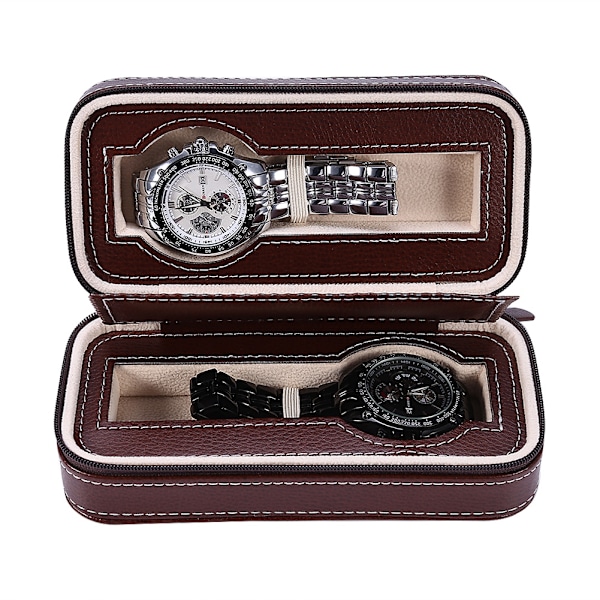 2 Fack Par Klockhållare Armbandsur Fodral Dragkedja Förvaringsbox Organizer