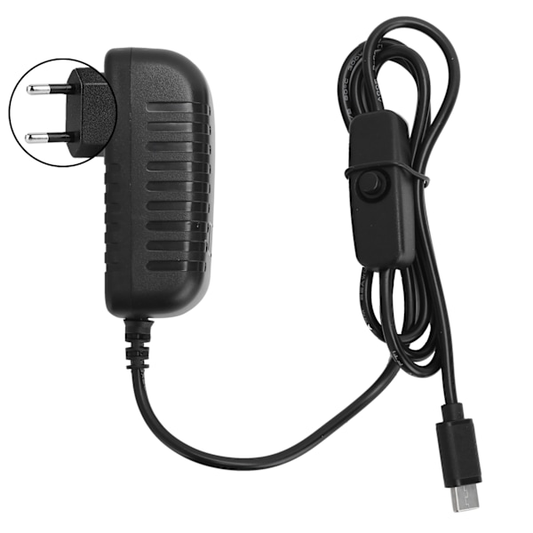 Nätadapter för Raspberry Pi 4B 5V 3A Type-C Laddare med På/Av-knapp 100-240V (EU-kontakt)