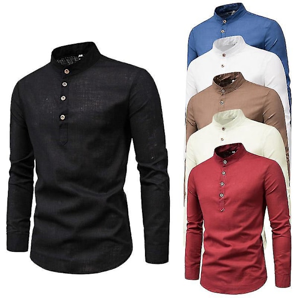 Musta Slim Fit Puoliavoin Pitkähihainen Miesten Paita