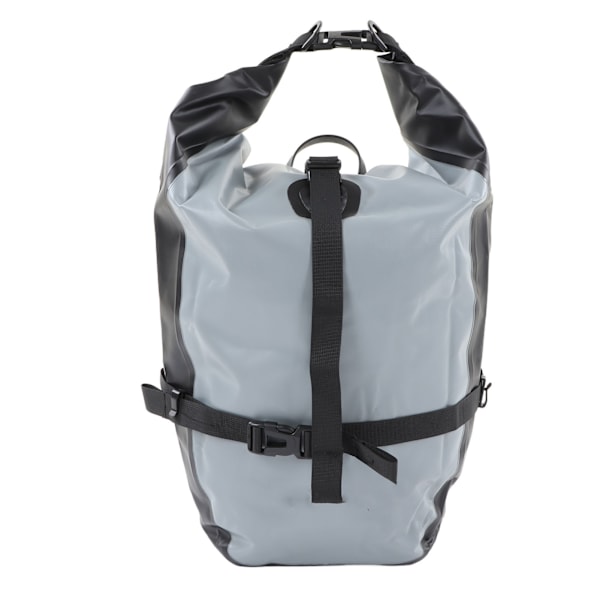 Cykelstativtaske Grå cykeltaske Vandtæt 500D PVC Stor kapacitet Hurtigspændelås Design Slidstærke cykelbagtasker 25L Kapacitet