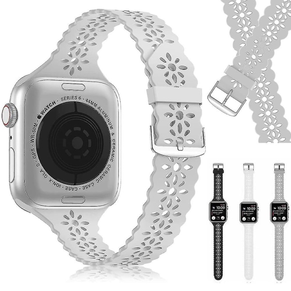 Silikone udhulet urløkkebånd urrem til Apple Watch 5/6/7 grey