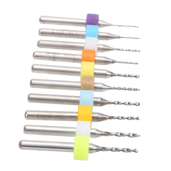 10 Pcs Carbide Micro Drill Bits Mini Circuit Board Fine Drilling Accessories 0.6-1.5mm