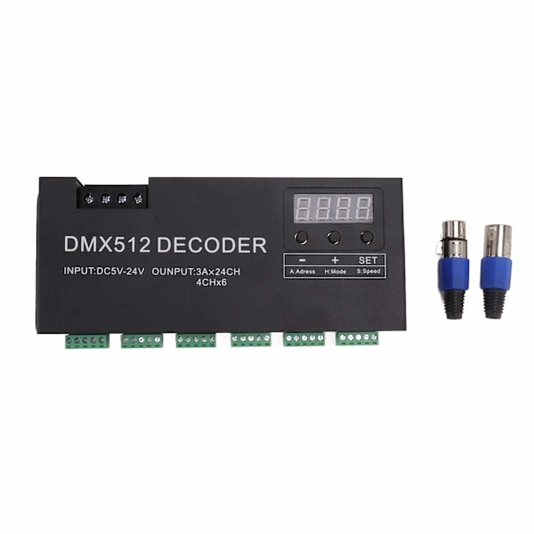 24-kanals DMX-avkodare Digital Display RGBW DMX512 Dimmer Driver LED Controller för Stage Bar DC5V-24V