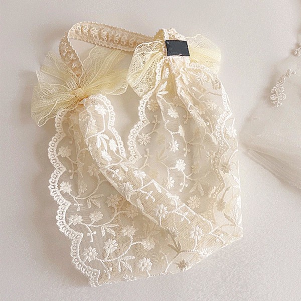 Tyttöjen Pitsihiuskat söpö Elegantti Retro Prinsessatyyli Käsintehty Pitsihiuskat Juhliin Syntymäpäiville Festivaaleille Beige