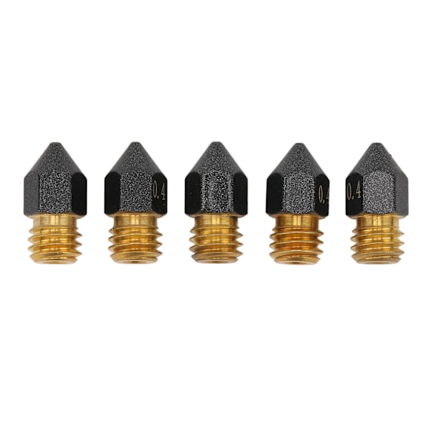 5 st 3D-skrivare Hotend-munstycke 0,4 mm Mässing PTFE-beläggning Extruder Hot End-munstycke för 1,75 mm filament MK8-munstycke