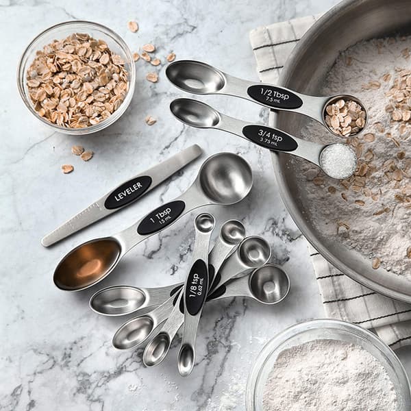 8 Pcs/Set Magnetic Stainless Steel Measuring Spoons with Scraper for Coffee Spice