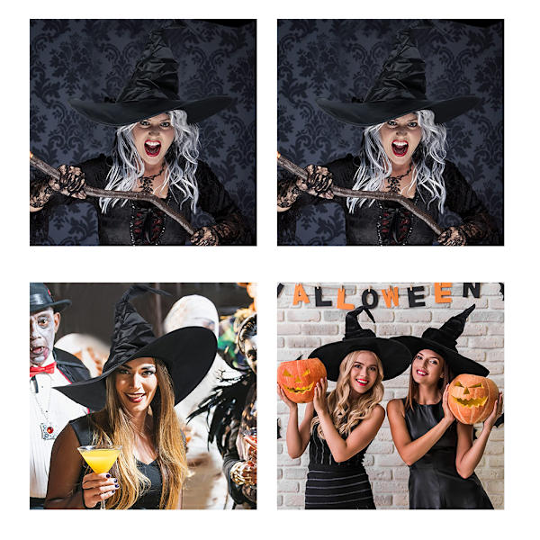 3 st Halloween Häxhattar Svart Spindel Fladdermus Häxhatta Stora Ruched Hattar Kvinnor Kostymtillbehör för Halloween Cosplay Party