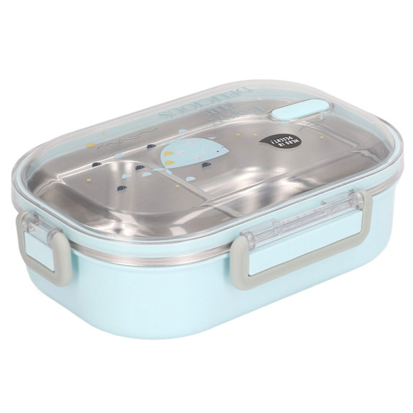 304 Rustfrit Stål Lunchboks Fags Liner Varmeisolering Bento Lunchboks Illustration Stil Lækagesikker Beholder til Studerende Børn Transparent Blå Fisk