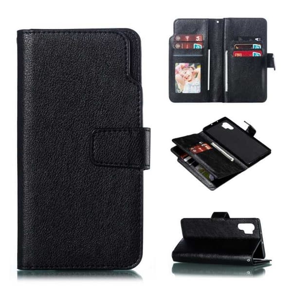 Kompatibel med Samsung Note 10 Plus Praktisk Pungcover med 12-Rum Array V4 Svart black