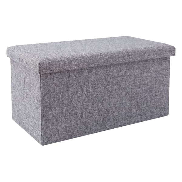 Foldable Fabric Storage Ottoman Folding Storage Footrest Stool Multifunctional Storage Box for Living Room Dorm Grey S