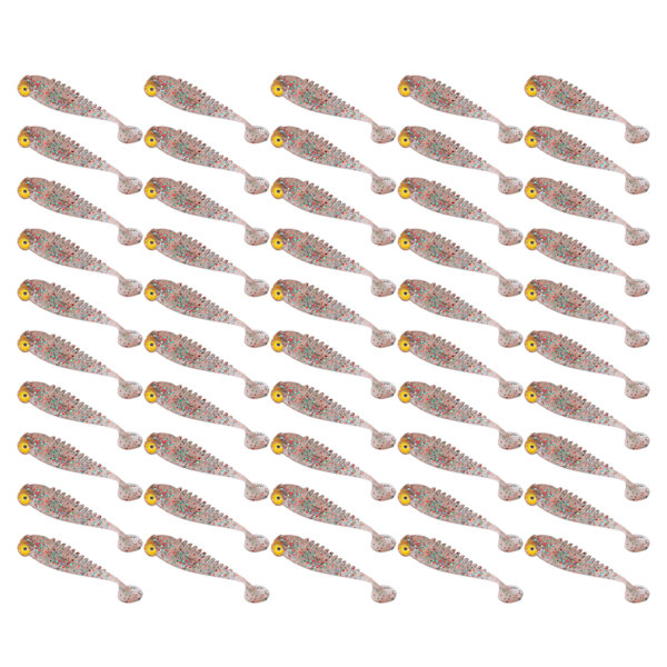 50st/påse Konstgjorda fiskedrag Mjuka silikonbeten Naturtrogna paddla svans Swimbbait Brun