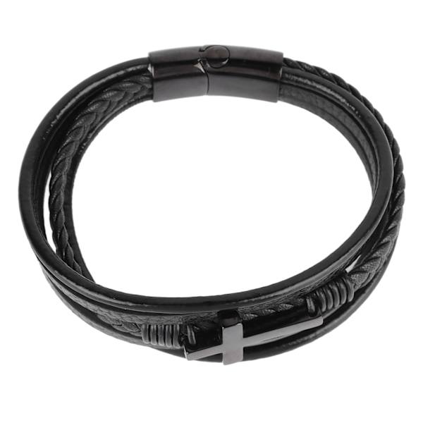 Kryds Armbånd Mode Rustfrit Stål Udsøgt Håndværk Armbånd Hånd Smykker Sort 8.46in