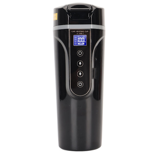 Resa Elektrisk Vattenkokare 500ml Svart vattentemperaturdisplay 96W 12V 24V Bilvärmemugg för te kaffe