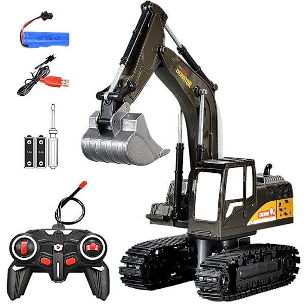 Fjärrkontroll Grävmaskin Leksak Byggfordon RC Traktor Lastbilar Leksaker Presenter för pojkar Flickor Barn