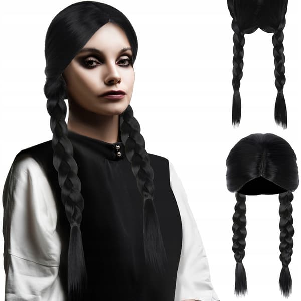 Onsdagsperuk med flätor - Addams