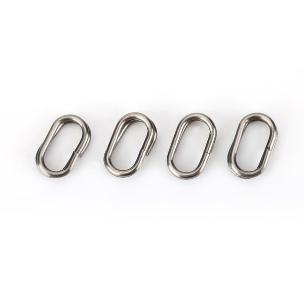 100 stk rustfritt stål ovale splittringer Svingbar Snap fiskeutstyr kobling (6x10mm)