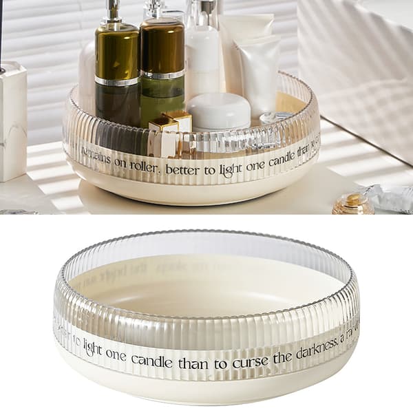 Turntable Organizer Plastic Container Round 360 Degree Rotating Easy Access Storage Tray for Spices Pantry Cosmetics