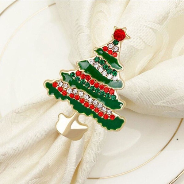 Jul servettringar - set med 8 servetthållare för julbordsdekoration, älg servettspänne photo color