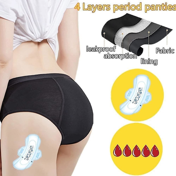 Althee Absorberande läckagesäkra period trosor för kvinnor med kraftigt flöde - Menstruations efter förlossning byxor S-2XL