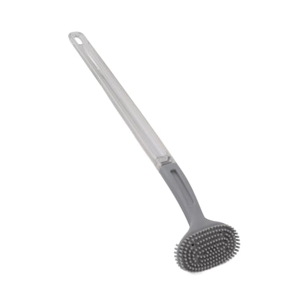 Toilet Brush Soft Bristle Plastic Curved Design Long Handle Bathroom Cleaning Scrubber Tool