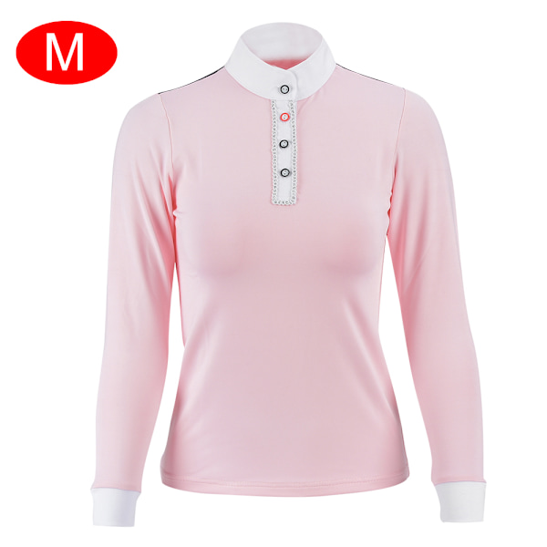 Högkvalitativ Akryl Flickor Barn Rid T-shirt Hästridning Kläder Skjorta Rosa (Långärmad M)