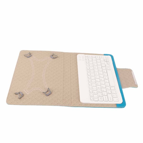 Blått tablettskyddset med vitt Bluetooth-tangentbord - Universal 9,7-10,1 tums skyddsfodralhållare