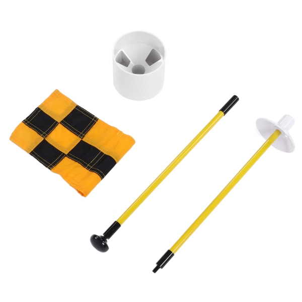 Golf flagstang Bærbar 3 fod Golf flagstang Flag hul Cup Sæt 2 sektioner Design til indendørs udendørs Gul og sort gitter