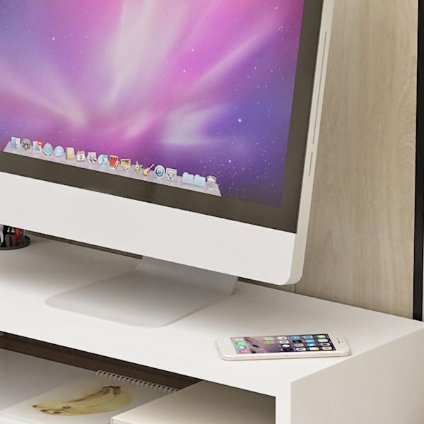 Skærmbakke Riser Ergonomisk Computer Skærmbakke Stand Ekstra Opbevaringsplads Desktop Notebook Forhøjet Base Varmt Hvid