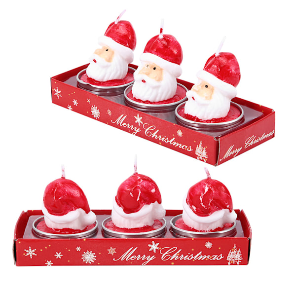 2 Esker Julenissen Hodeformede Lys Dekorativt Lysbord Party Ornament Juledekorasjon