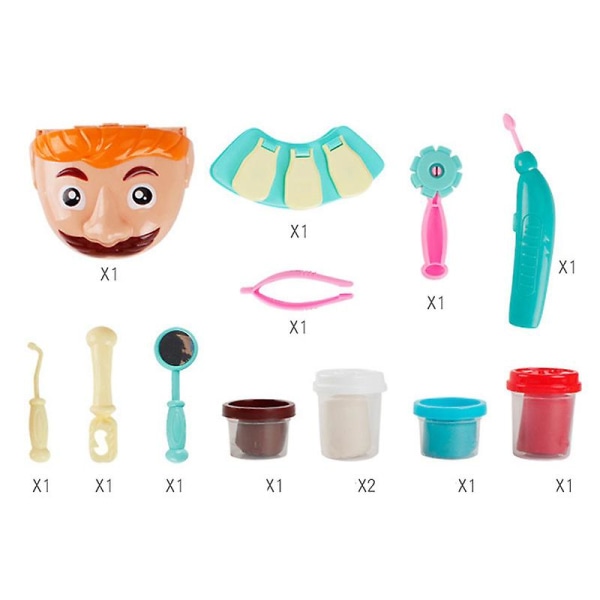 Børneundervisningsfarvet ler,tandlægelegehusplasticin-tandudtræk