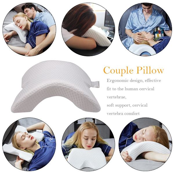 Bueformet Memory Foam Sovepude Cervikal Pude med Hul Design Armstøtte