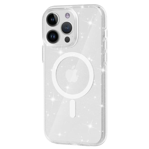 Glitter MagSafe-deksel til iPhone 15 Pro – Transparent