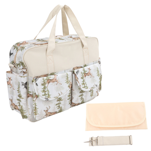 Multifunksjonsbabyveske for gutter og jenter med mange lommer Reisebleieveske for mamma og pappa skogselg