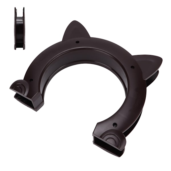 Cat Door Interior Cat Head Shaped Plastic Pass Through Door for Cat with Fishbone Pattern (Brown)