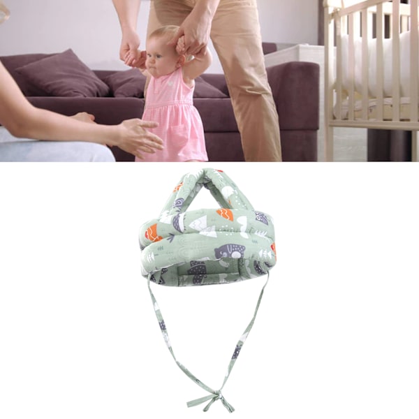 Spädbarnsskyddshjälm Huvudkudde Stötfångarskydd Babymjukt huvudskydd för löpning Gå och krypa Grön skog