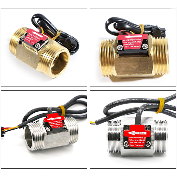 Liten mässingsvattenflödesbrytare sensor för 1-tums rör DC 3,5-24V