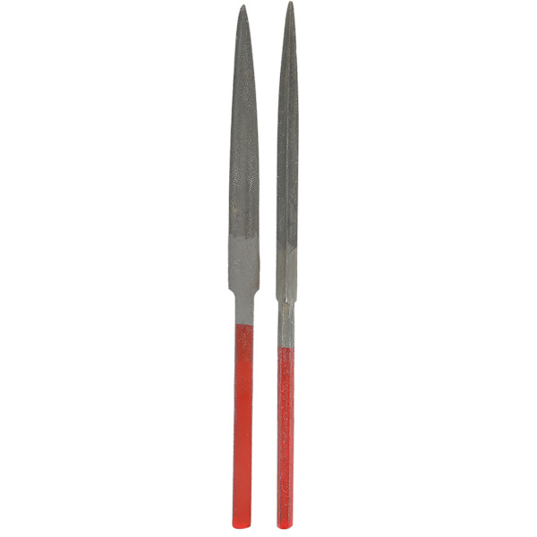 2 Pcs File Set Red Handle Jewelry Making Processing Grinding Tool Accessory Set (Half-Round File Triangular File)