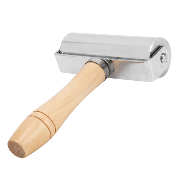 Lær Press Edge Roller DIY Lærhåndverk Trehåndtak Edge Rolling Tool SilverL 100mm / 3.94in