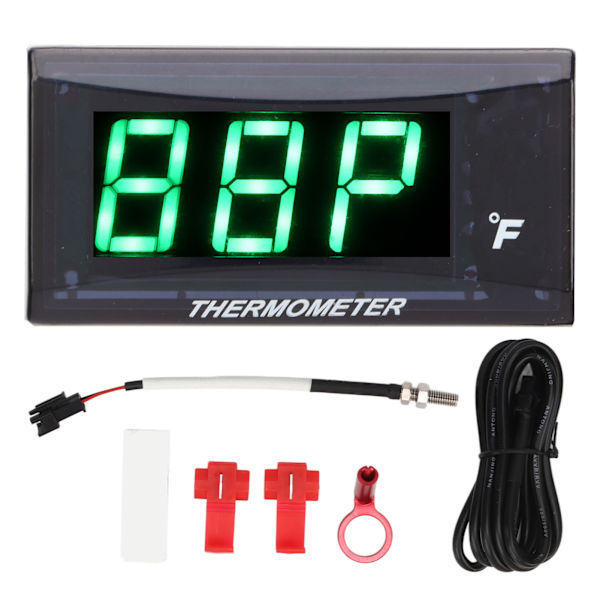 DC12V Digital Display Motorcykel Termometer M10 Sensor Vattentemperaturmätare 14mm Tändstift Adapter Grön