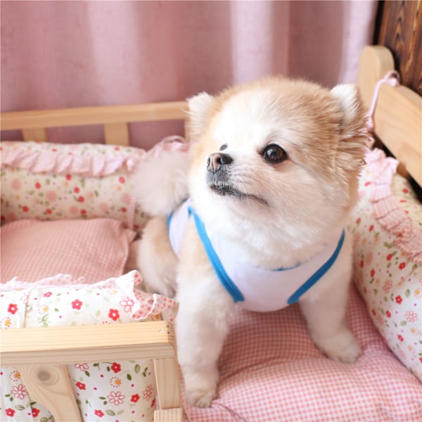 Lemmikkiliivi Paita Hihaton Vaalea Väri Mukava Hengittävä Koiran Liivi Pellava Teddy Bichon Pomeranian Rinnanympärys S, 20g/0,7oz
