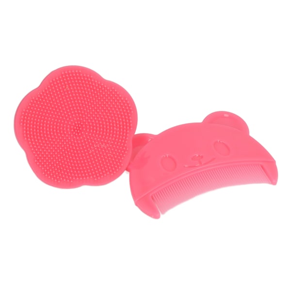 2ST Baby Scalp Brush Set Mjuk sensorisk silikon badborste Bekväm hårbottenbadverktyg för nyfödda röd