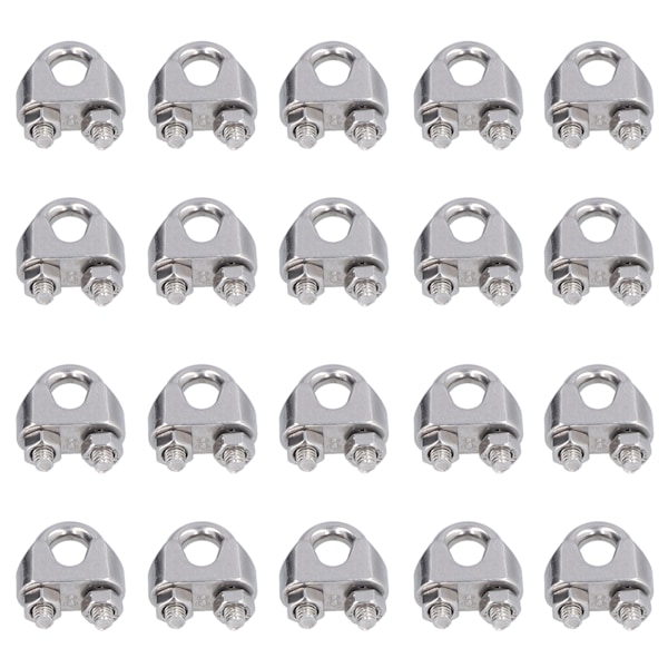 20 stk rustfritt stål wireklemme Hårdvare Rigg Kabelklemme Lås Klemmer M2(2mm)