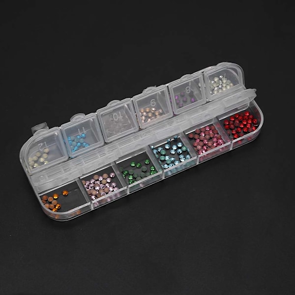 Nagelkonst Rhinestone Nageldekorationer 12 färger Manikyrdekorer Nagelkristaller för nagelsalong