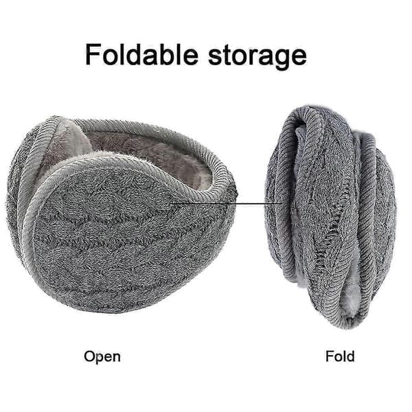 Varma stickade öronvärmare Vikbara Öronmuffar Vinteröronmuffar Unisex Gray