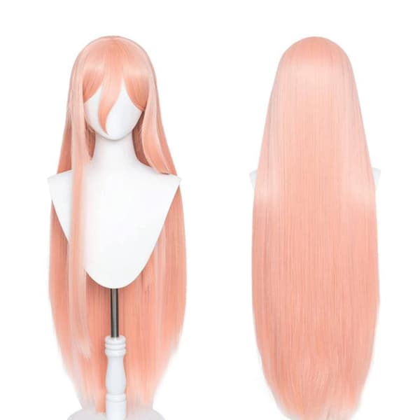 Anime Chainsaw Man Maki Power Cosplay Peruukki Pitkä Pink