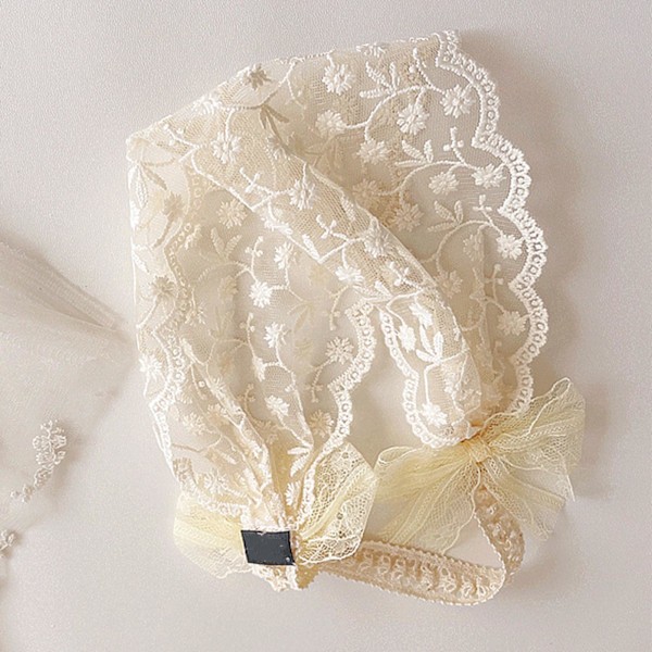 Tyttöjen Pitsihiuskat söpö Elegantti Retro Prinsessatyyli Käsintehty Pitsihiuskat Juhliin Syntymäpäiville Festivaaleille Beige